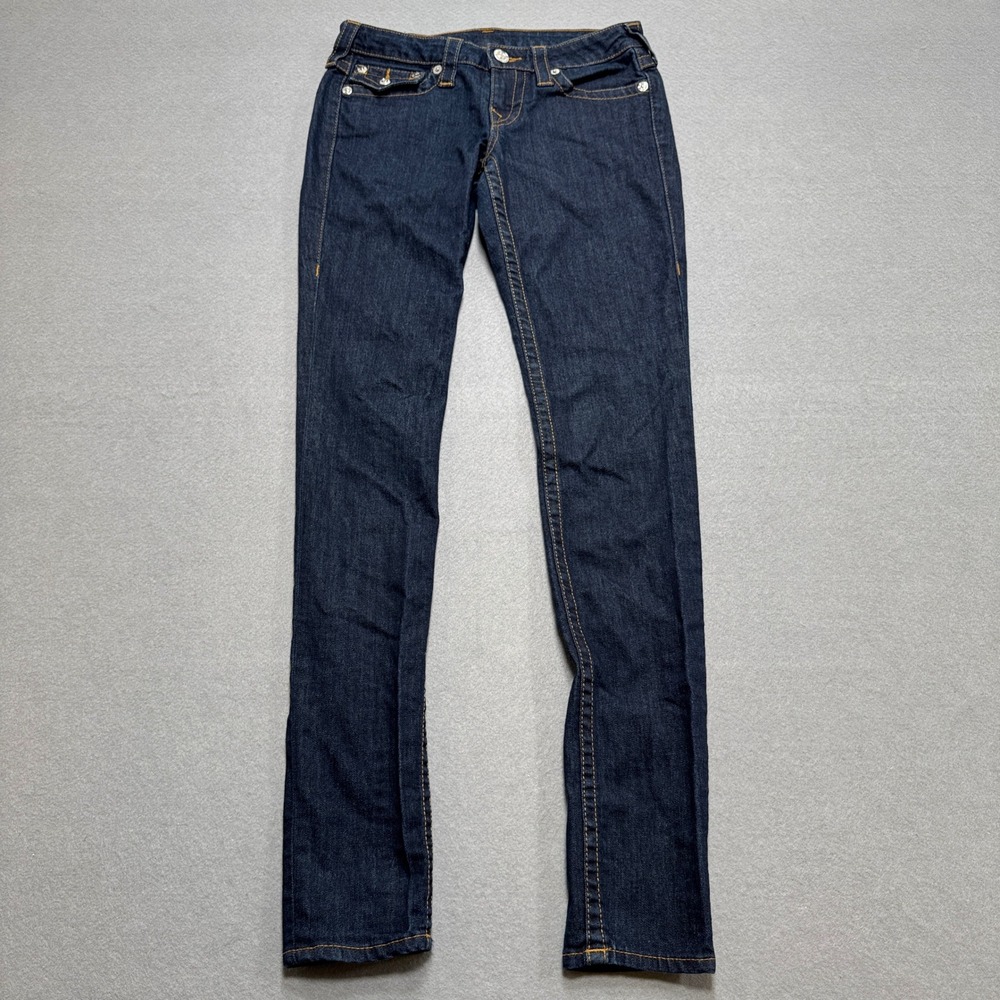 True Religion Jeans Women's 28 Blue Dark Wash Indigo Denim Skinny Fit Low Rise